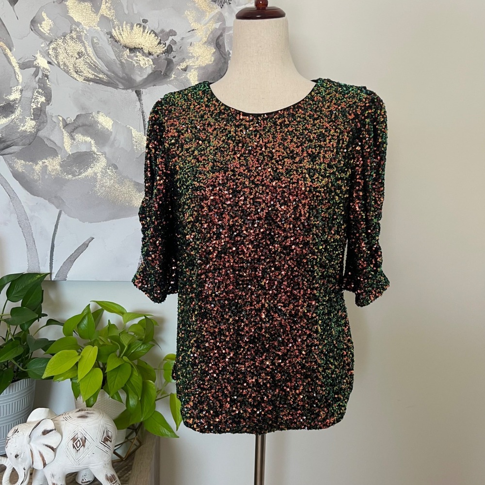 Sequin Party Top Y2K Sparkle Glitter Night Out Disco Holiday Glam